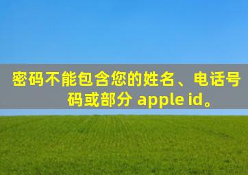 密码不能包含您的姓名、电话号码或部分 apple id。